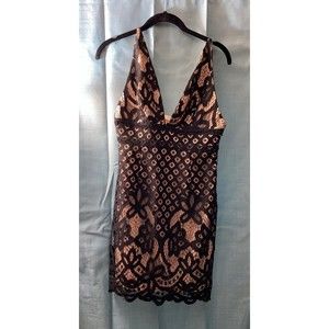ILLA ILLA black fitted lace overlay Dress size Small